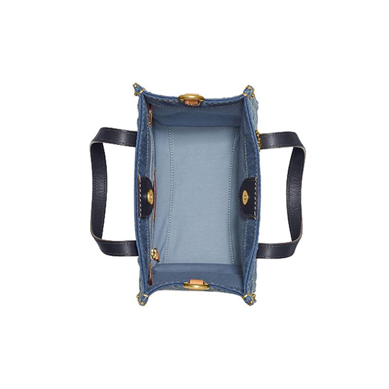 COACH Field 22 water ripple champagne denim fabric tote bag tote bag shopping bag hand crossbody shoulder bag medium size women's navy blue