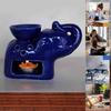 Blue Elephant Ceramic Oil Burner with Tealight Candle – Handcrafted Decorative Aroma Diffuser for Home & Spa Use