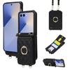 Crossbody Ring Stand Phone Case for Samsung Galaxy Z Flip 8 7 6 5 4 3 5G Flip7 FE Flip8 Lanyard Wallet Cards Slots Leather Cover
