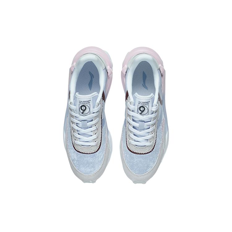 New LiNing Square Durable Breathable Low-Top Sports Casual Shoes Women's Gray Blue AGCS014-2
