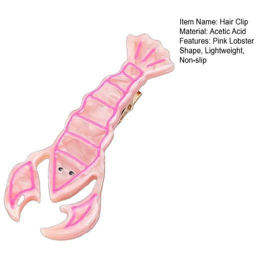 Pink Lobster Hair Clips Non-Slip Side Hair Clamp Acetate Crayfish Decorative Hairpin Women Girls Hair Accessories