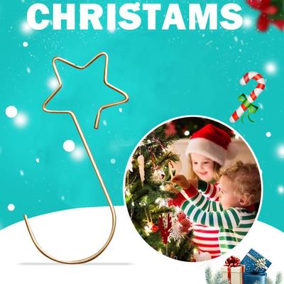 Multi-purpose Metal Star Shape Hooks Christmas Tree Holder Decoration Gold 20PCS
