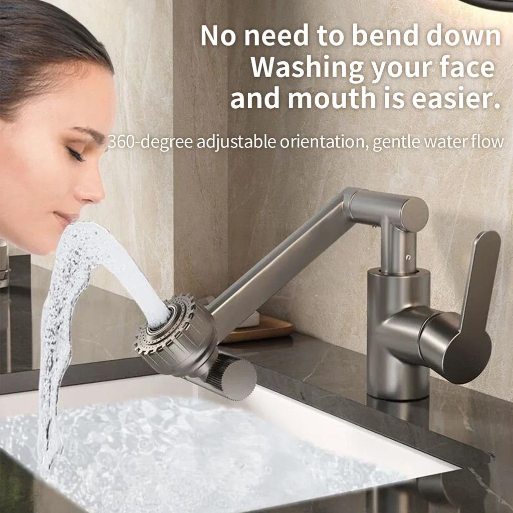 ZEXEF Kitchen Bathroom Hot and Cold Household Universal Rotating Dual-mode Faucet Mechanical Arm Washbasin Washbasin