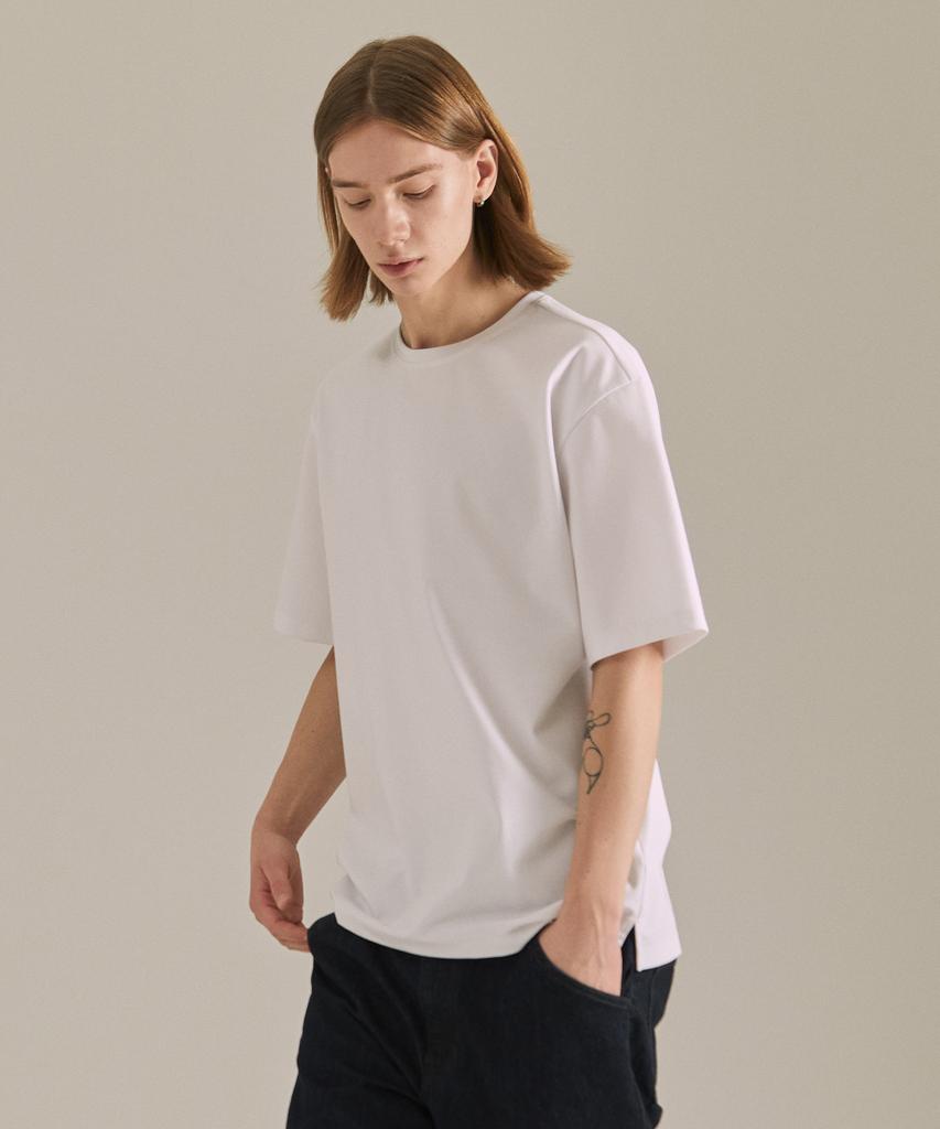 BASIC HOUSE Uni Cool Ponte Short Sleeve T-Shirt White Lyts3103 (Type A)
