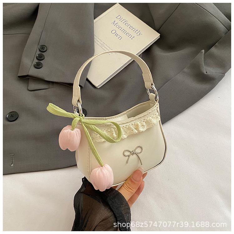 Schleife Sommer Mode Lässig Einfarbig Frisch Französisch 2025 Neu Westlicher Stil Ein-Schulter Crossbody Trendige Achseltasche