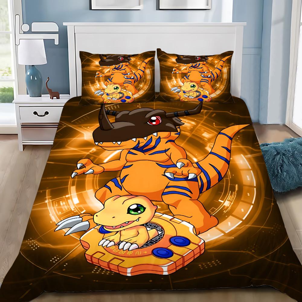Cartoon Cover Pillowcase Bedding Set  D-DigimonS Greymons Adult Boy Girl Bedroom Decoration Children Single Double Large Size