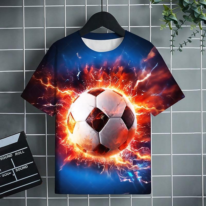

Boys 3D Graphic Football T shirt Tee Short Sleeve 3D Print Summer Spring Active Sports Fashion Kids 3-12 Years 110cm