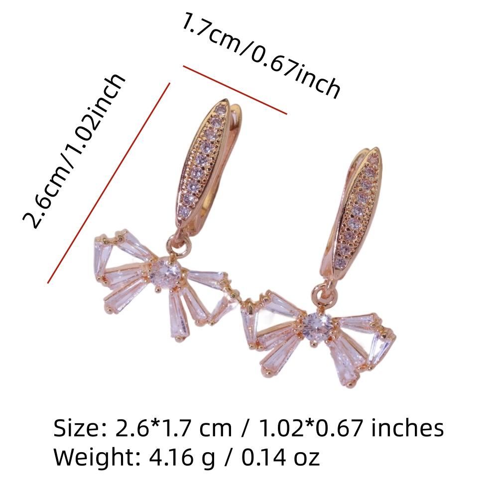 1 Pair Simple Bow Tie Dangle Earrings for Women Zirconia Earring Jewelry Wedding Party Accessories