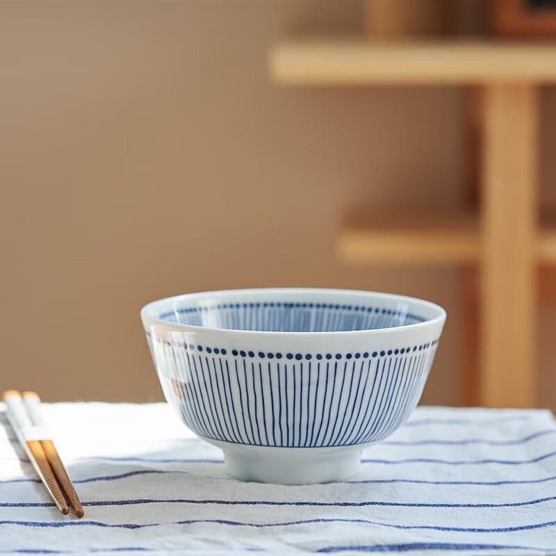 Japanese Style Blue Underglaze Ceramic Rice Bowl Set