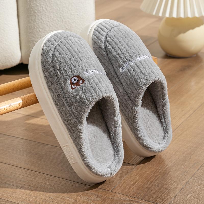 Cotton slippers women's home use in winter non-slip spring and autumn home indoor warmth plush couple winter men