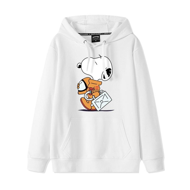Nový karikatúrny sveter s potlačou Snoopy s kapucňou, zlatíčko, dámsky roztomilý kreslený voľný kabát, mikina s kapucňou, pár, ležérny, všestranný módny