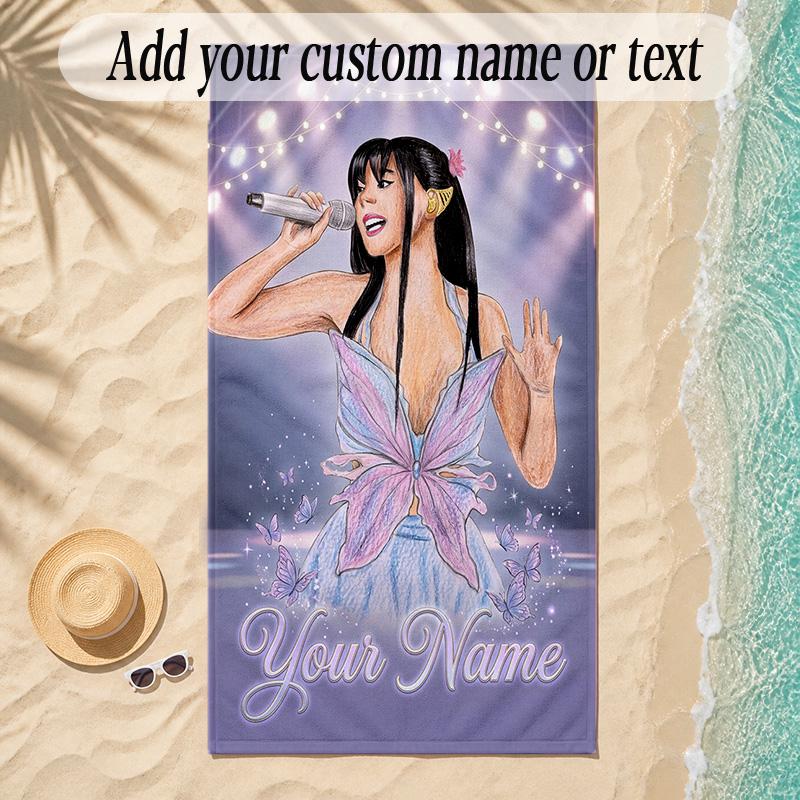 Beach TowelAyliva Custom Name Text Personalized Soft Towel for Beach Pool Indoor Home Decor Gift