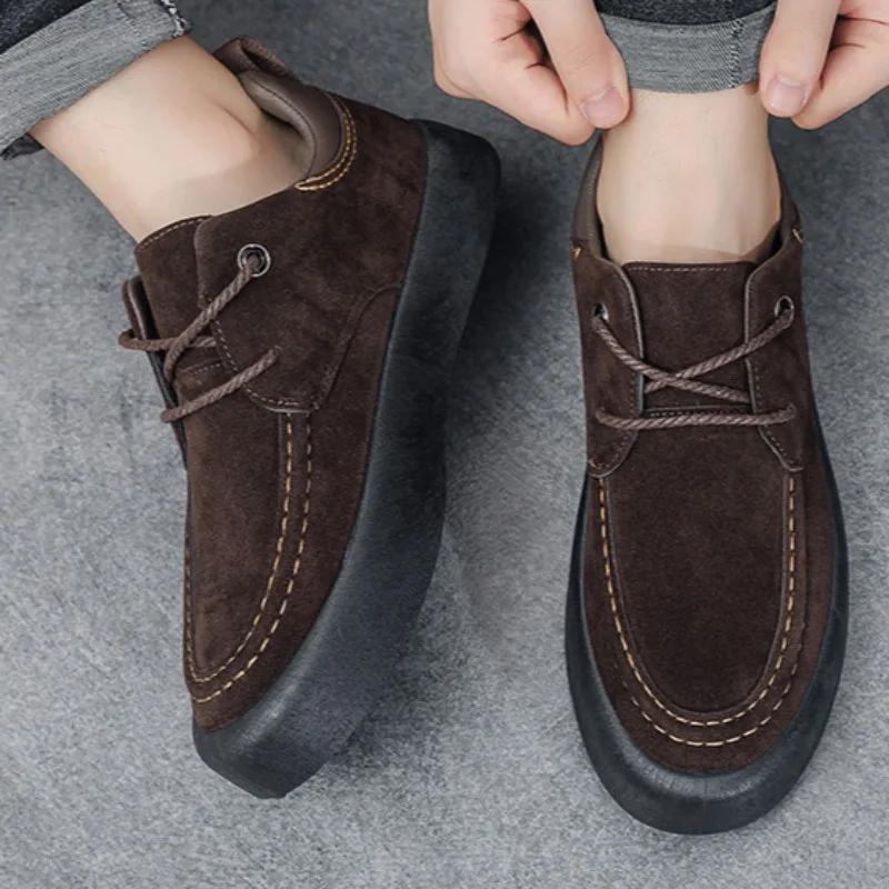 Men's Shoes British Style High Quality Retro Casual Shoes Flat Bottom Comfortable Loafers Leisure Business Work Shoes Masculino