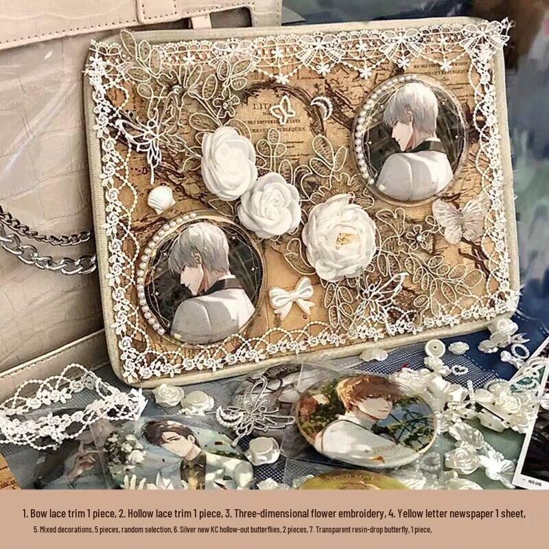 Decoration Filler Material Pack: DIY Handmade Accessories Set with Tanmei Zha Background Paper and Bag