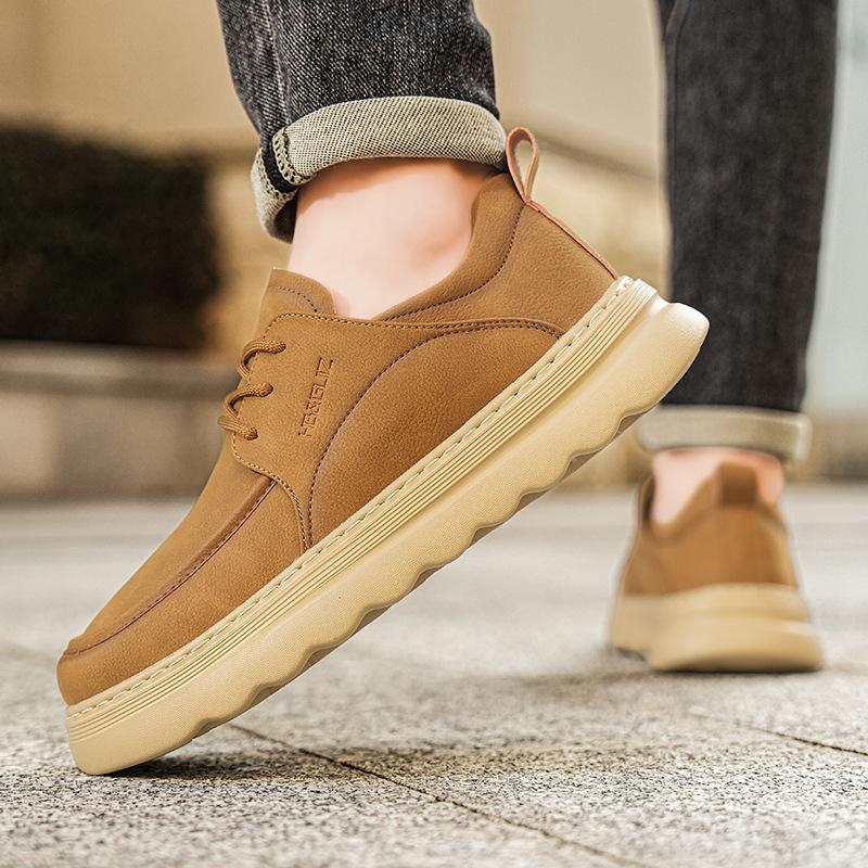 22 new thick-soled youth casual shoes autumn and winter leather retro board shoes