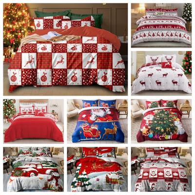 Christmas Quilt Doona Duvet Cover Set Double Queen King Size Bedding Pillowcases