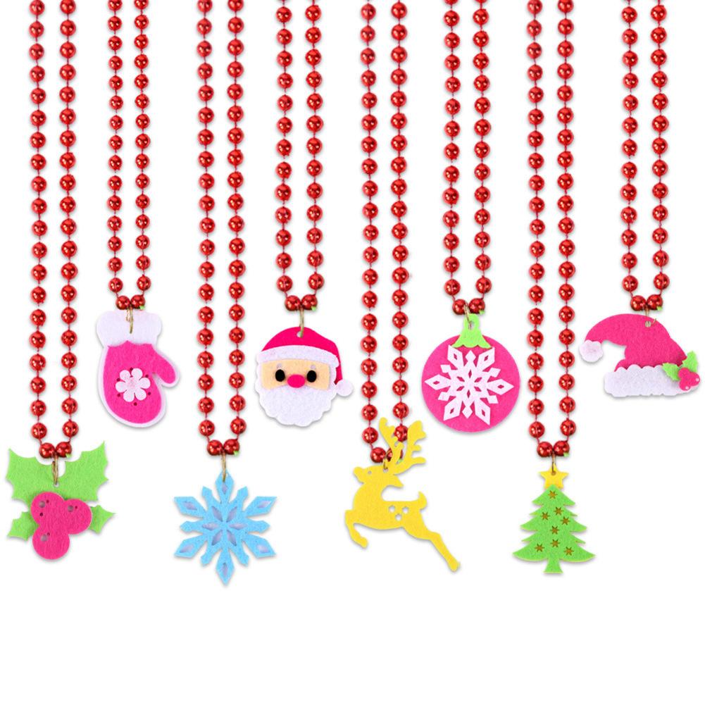 Christmas Decorative Glow Necklace Christmas Fluorescent Necklace Party Christmas Tree Elk Bead Necklace Decoration Pendant