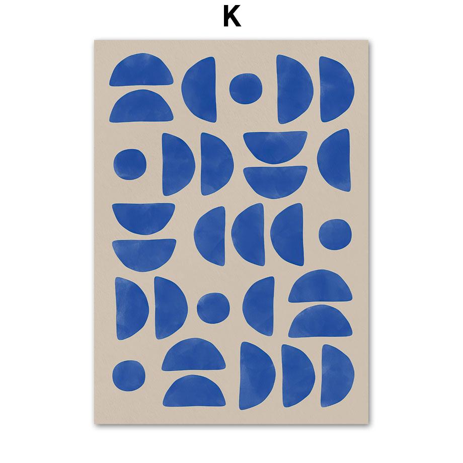 Blue Line Geometry Flower Wall Art Canvas Painting  Abstract Art Posters & Prints Hotel Bar Pictures For Living Room Home Decor