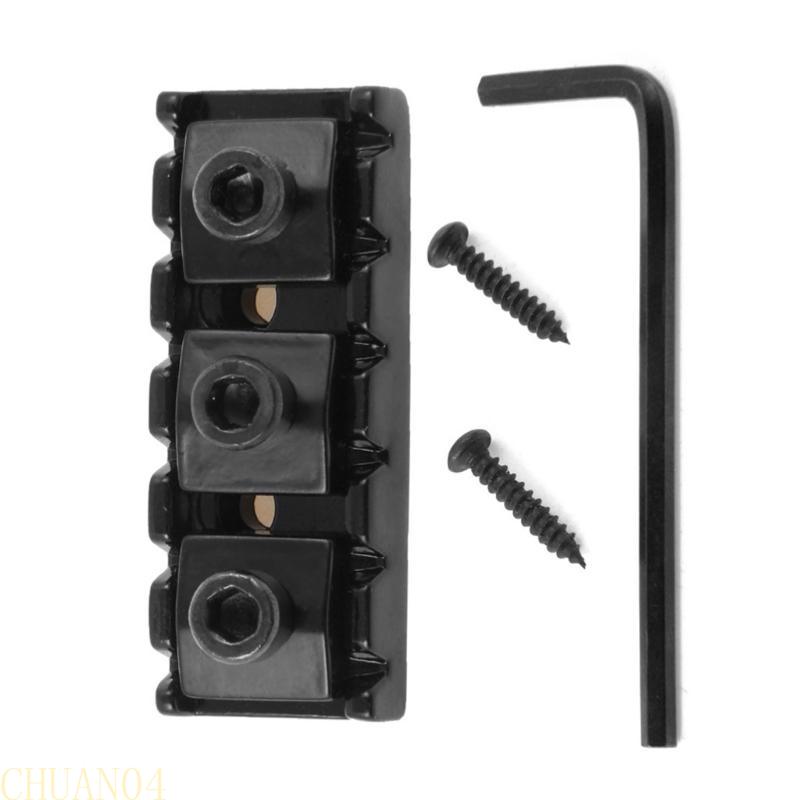 A1A2 Metal Guitar String Locking Nut with Screws&Wrench 42mm Guitar Tremolo Bridge Lock for Electric Guitar Replacement Parts