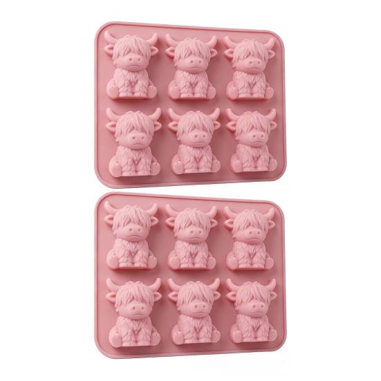 1/2Pcs Ice Cube Mold Mini Highland Cow Food Grade Silicone Reusable Ice Cube Tray Easy To Demold Ice Cube Maker Kitchen Tool