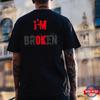 I'M BROKEN Letters Graphic Casual Simple White and Black Print T-shirt