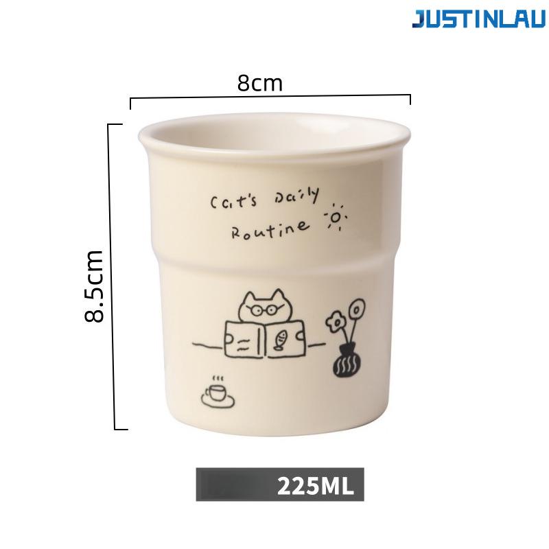 

ins-style minimalist and cute childlike illustration milk tank coffee cup water cup milk cup breakfast cup kitten s daily cup 201-300ml