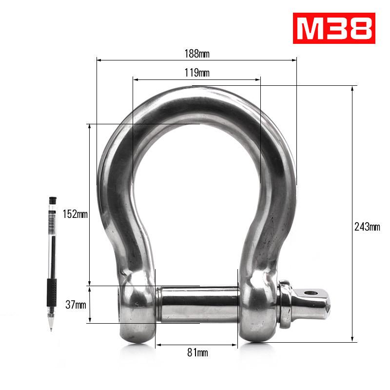 304 Stainless Steel Bow Shackle - Tow Hook, Marine Rope Ring, Chain Lifting Rigging Connector