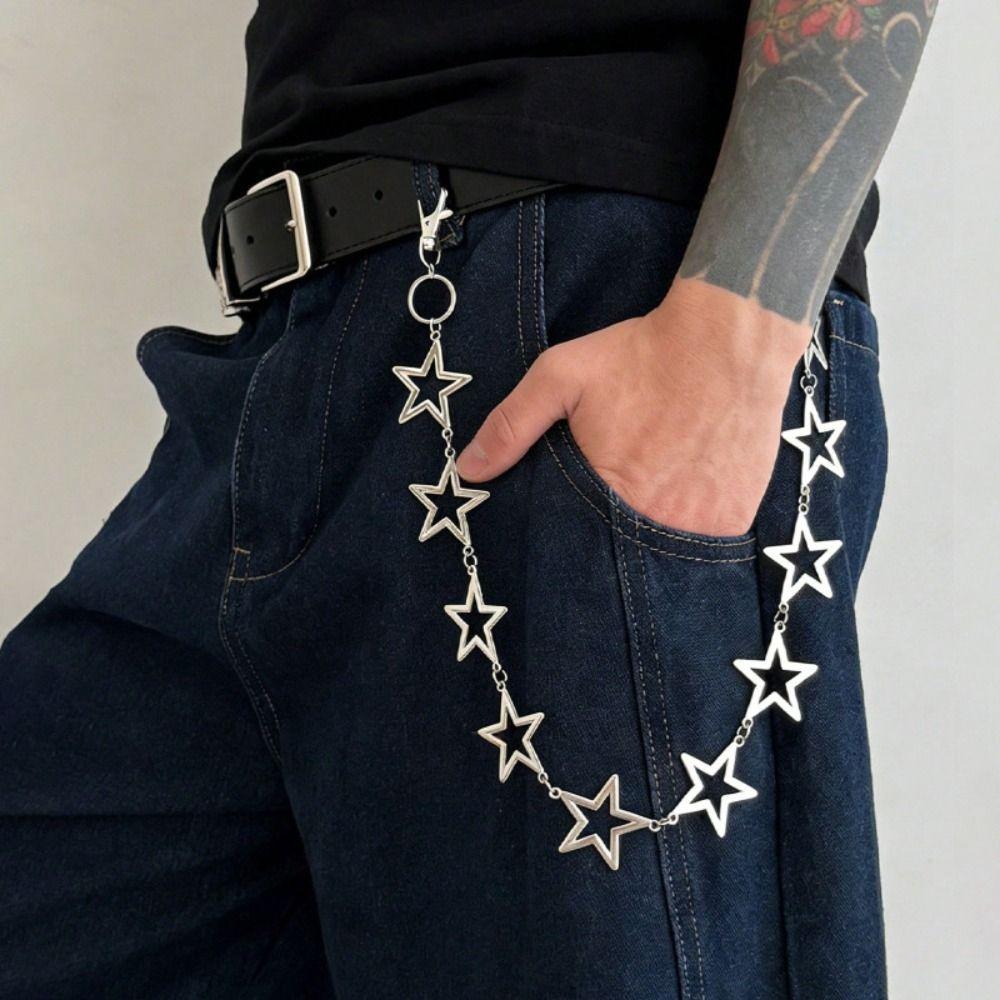 Five-Pointed Metal Waist Chain Hollow Out Jeans Chain Goth Punk Belt Chain Female
