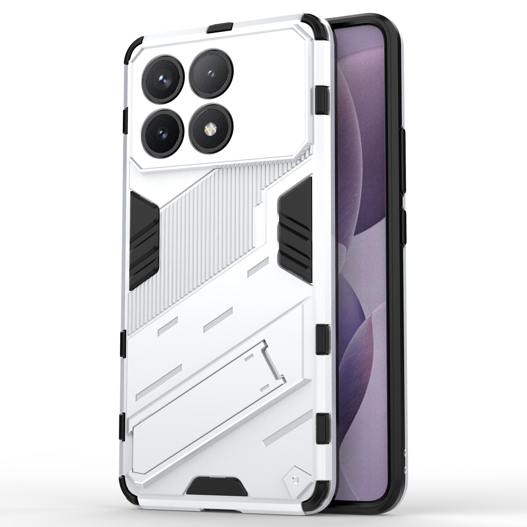 

For Xiaomi Poco F6 Pro 5G/Redmi K70 5G/K70 Pro 5G Case TPU+PC Phone Cover Built-In Kickstand White