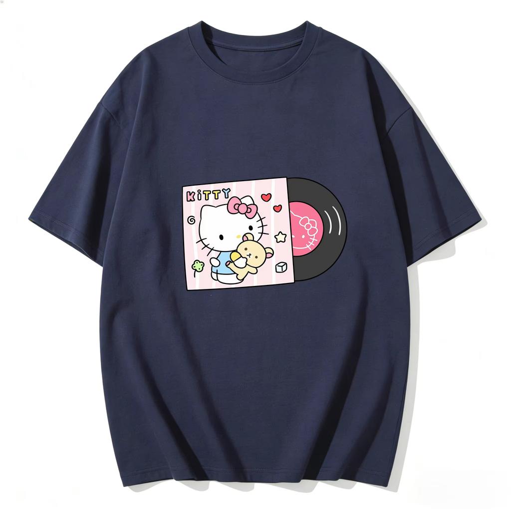 2026 new Summer HelloKitty Cute Graphic Tee Casual Short Sleeve Cotton Top for Women Girls Kawaii Cartoon Print Streetwear