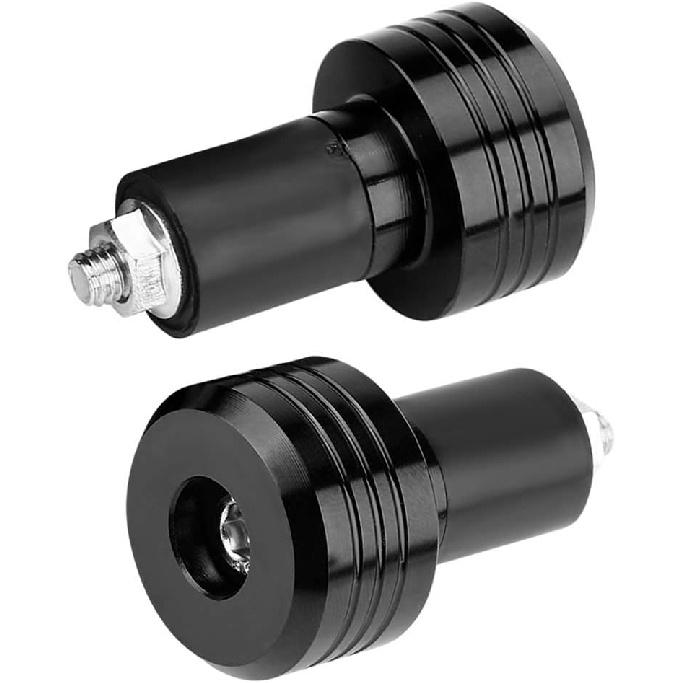 Pair of 22mm Universal Aluminum Motorcycle Grip Handlebar Ends Weight Balance Plug Black Universal Handlebar Weight Motorbike Motorbike Handlebar