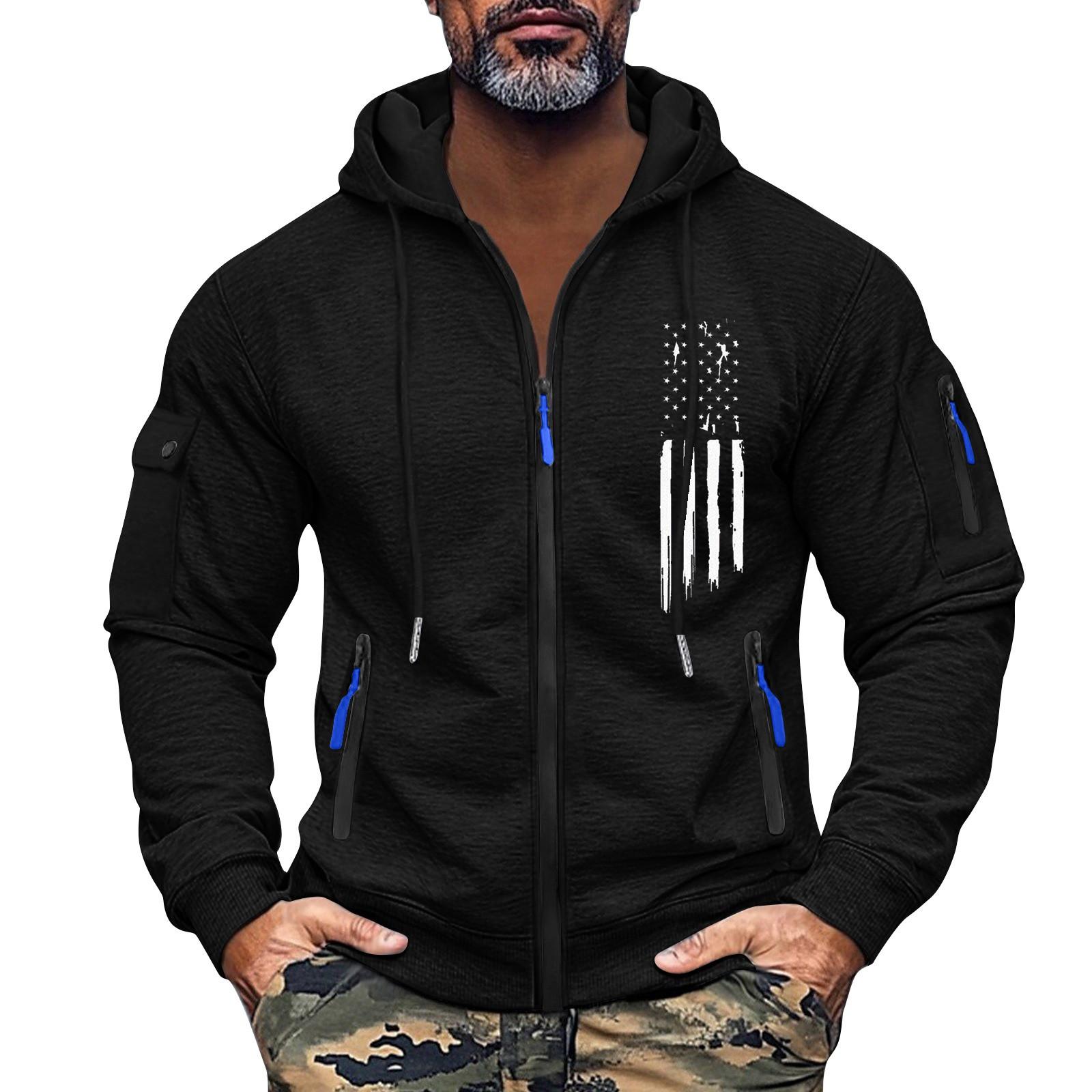 

Мужская толстовка с капюшоном на молнии, карманный кардиган, мужская спортивная повседневная толстовка большого размера M