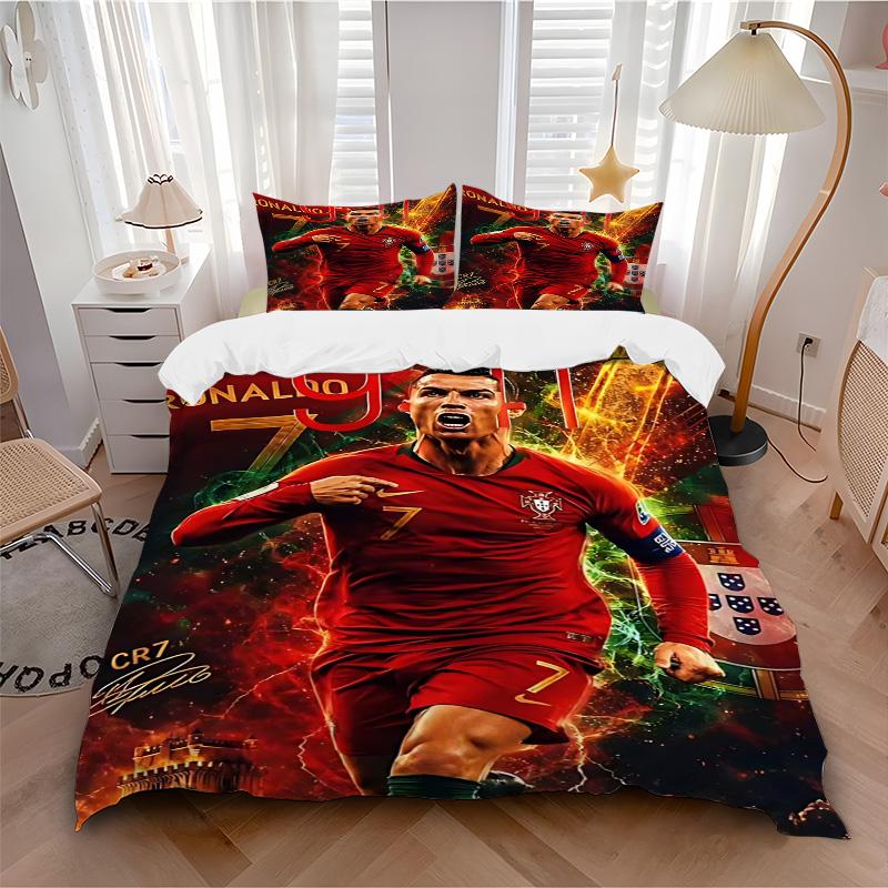 Ronaldo Portugal Soccer Legend Print 3Pcs Bedding Set,Duvet Cover with 2 Bedro,Pillowcase Home Birthday Gift