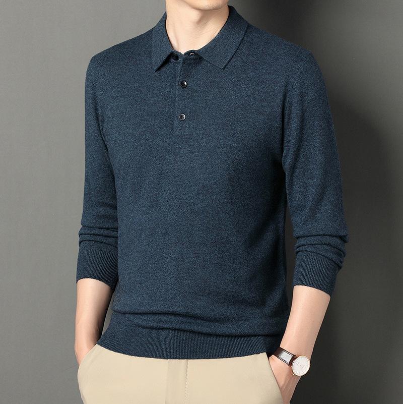 Autumn And Winter 100 Wool Men'S Casual Pure Wool Bottoming Shirt Middle-Aged And Young People Thickened Warm Wool Sweater