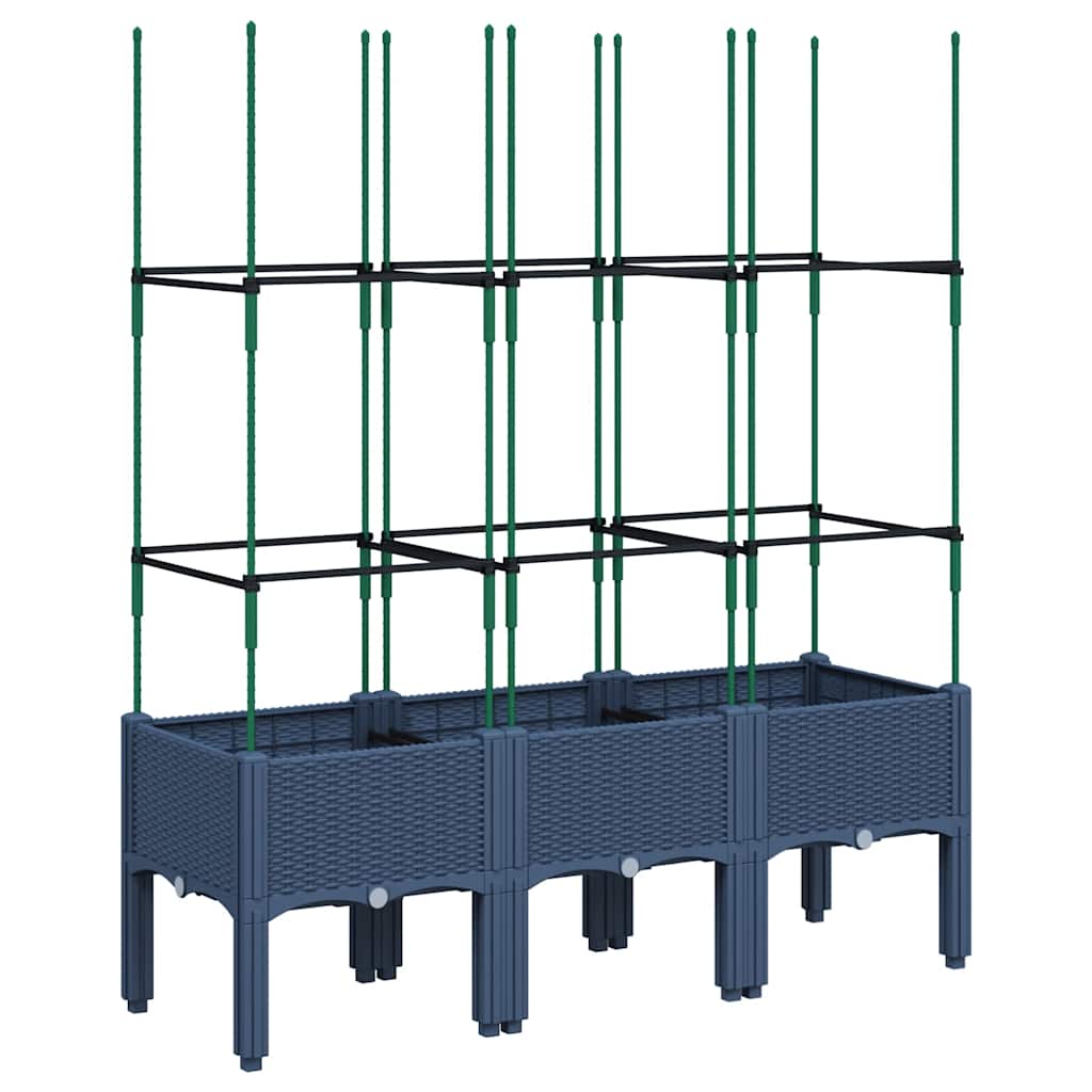 Planter with Trellis Blue Gray 120 X 40 X 142.5 Cm PP
