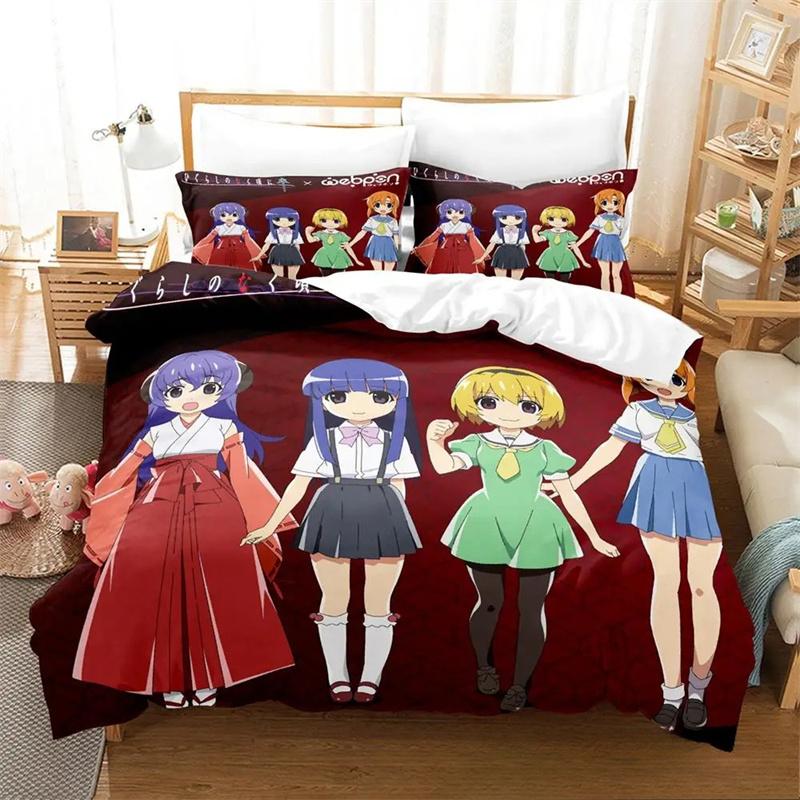 

3D Printed Higurashi When They Cry Bedding Sets exquisite bed supplies set duvet cover bed comforter set luxury birthday gift 135x200cm 2pcs
