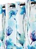 Home Sizzler 2 Pieces Abstract Flower Eyelet Polyester Semi- Transparent Door Curtains, Blue