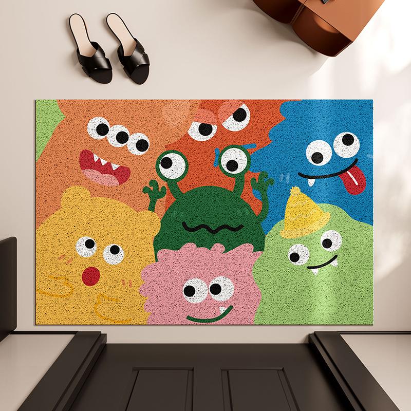 Colorful Little Monster Entry Silk Ring Door Mat, Wind Entry Silk Ring Non-Slip Floor Mat, Entrance To The Door Rubbing Land Mat