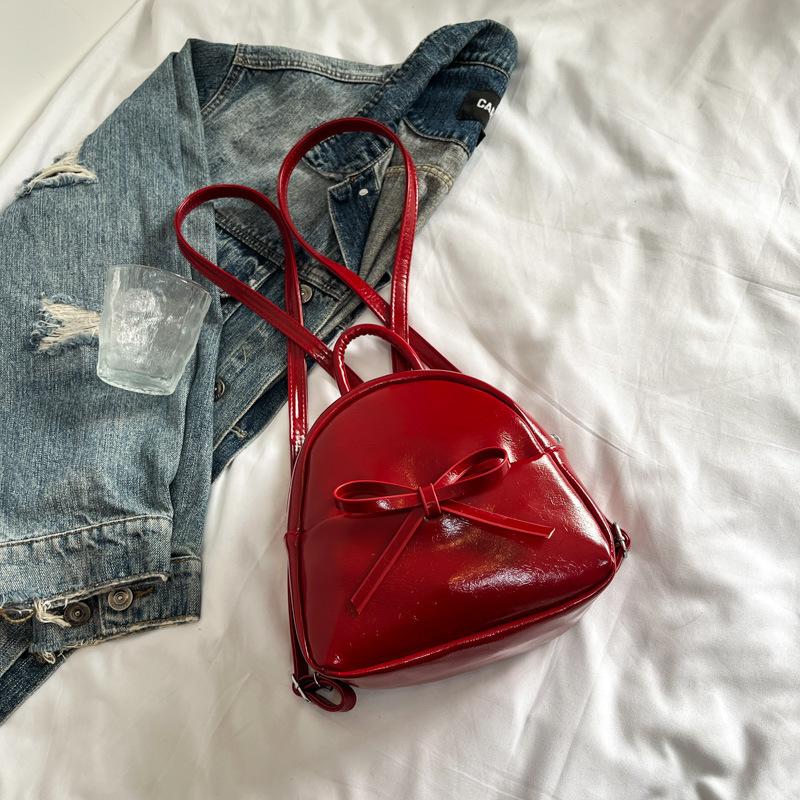 

Рюкзак для девочек 2025 новый рюкзак мини с бантом ретро рюкзак из полиуретана для родителей и детей школьная сумка универсальный