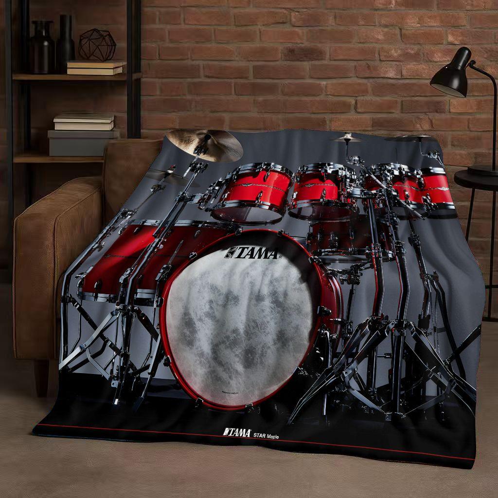 Set Batteria Classico Strumenti Musicali Rock Coperta in Flanella, Coperta Plaid Ultra Morbida per Casa Camera da Letto Letto Divano Copertura Regalo per Bambini