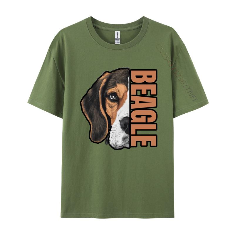 Beagle HalfFace Tshirt Gift TShirt Youthful T Shirts For Men Cotton Tops  Tees Street Cheap Pop Art