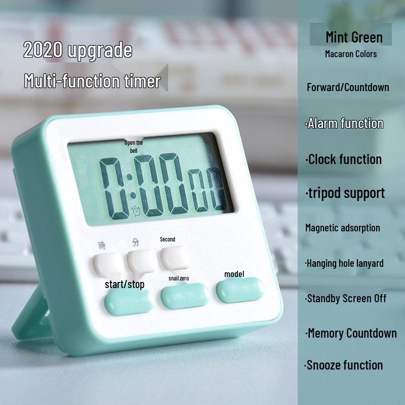 Customizable Kitchen Timer and Alarm Clock with Labeling Option for Students and Silent Mode