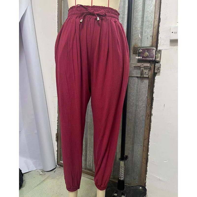 Neue Mode High Waist Schnürhose Damen Einfarbig Temperament Slim Fit Locker Damen Hose Elegant Schlicht Büro Damen Cropped Hose 26484