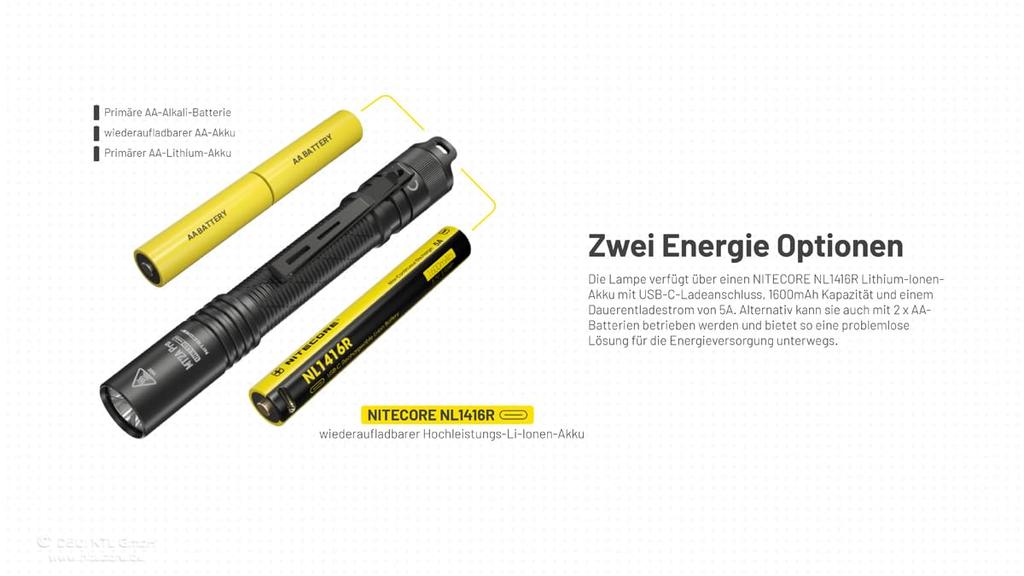 NITECORE MT2A Pro Handheld 1000 UHi20 Uses One Rechargeable Battery or Two AA Batteries Flashlight, Lumens, LED, 14100, Li-Ion