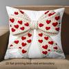1 Pieces Heart-Shaped Bow 2D Printed Cushion Pillow Polyester Pillowcase, Sofa Decorative Cushion Cov Headboard Pillow