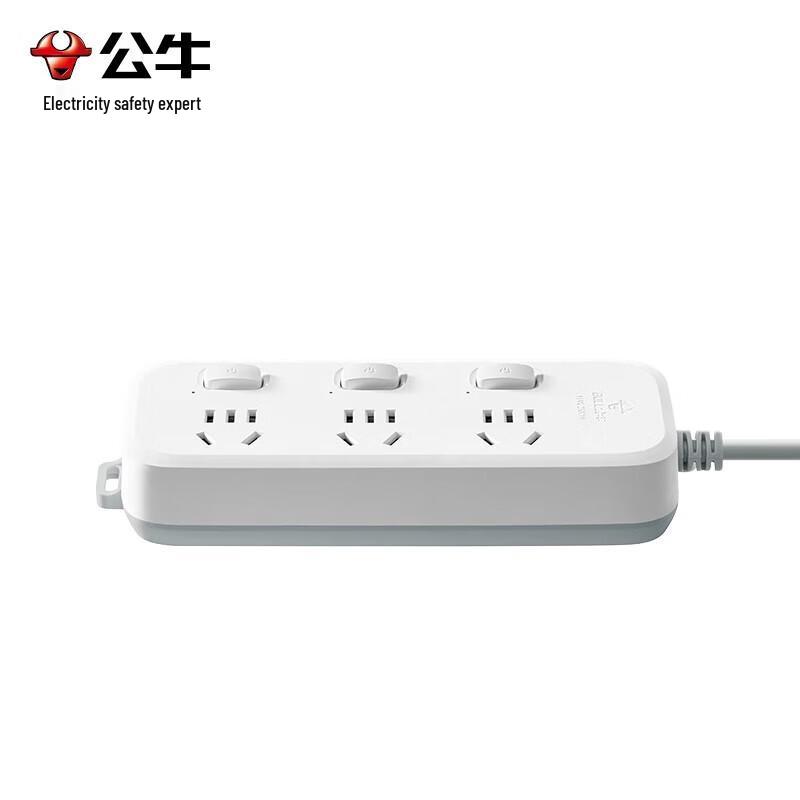 BULL B5 Series 3-Outlet Individually Switched Power Strip CN plug (adapter included)