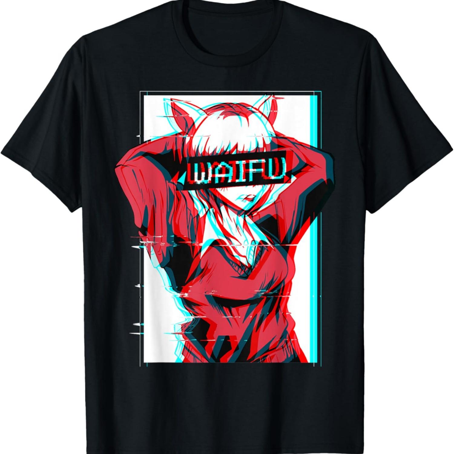 Вайфу Неко Аниме Девушка-Кошка Японская Эстетика Вапорвейв Аниме Футболка S чёрный