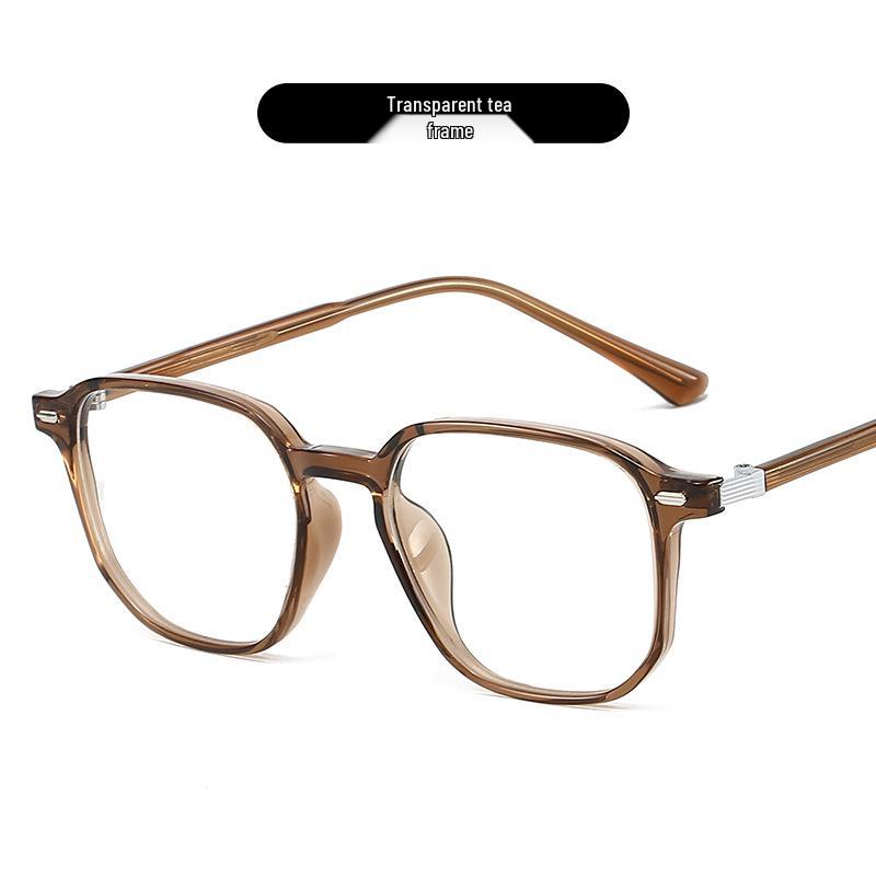 Women's Korean Polygonal Glasses, Myopia/Plano Lenses, Anti-Blue Light, Slimming for Large Faces, TR90 Bare Face Frame