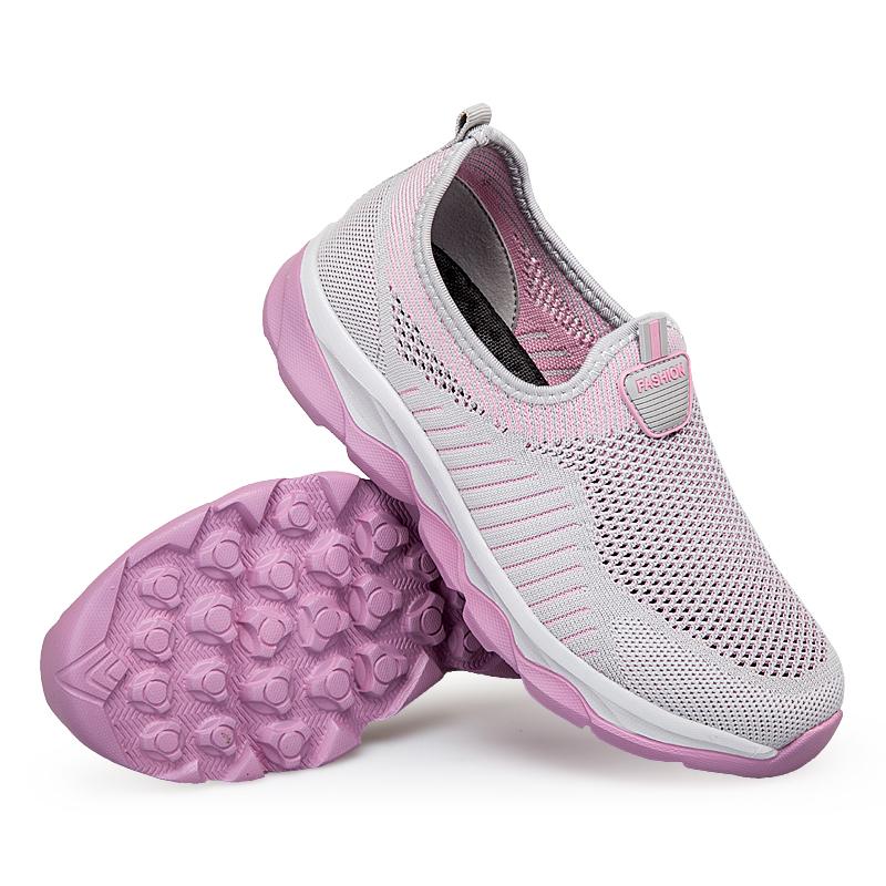 Womens Canvas Sneaker Four Seasons Couple Flying Weave Mesh Hollow Mesh Lazy Sports Casual Women'S Shoes Hiking Water Shoes