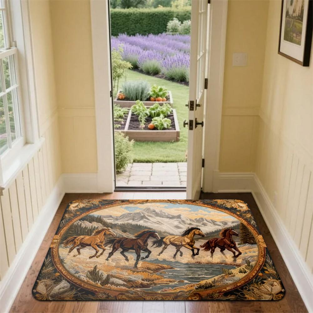 Farm Animal Cow Pig Horse Highland Cattle Print Doormat Entryway Front Hall Indoor Hallway Home Decor Welcome Letter Farm Mat